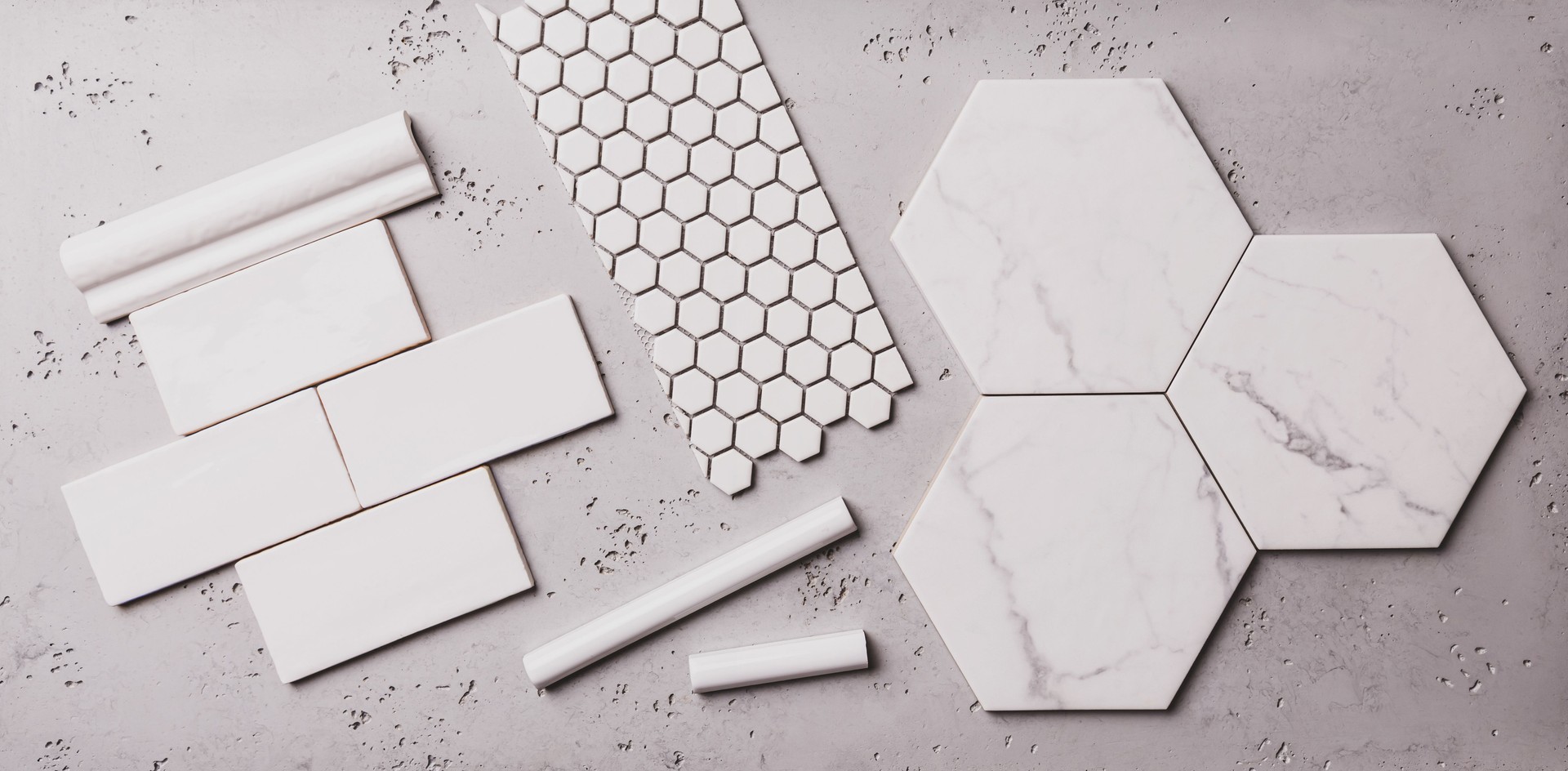 Different shapes of ceramic tiles - interior design, renovation and home decoration